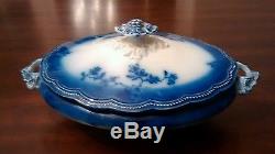 Johnson Brothers Flow Blue Gold St. Louis Pattern Oval Covered Vegetable Bowl