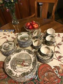 Johnson Brothers Friendly Village 60 Piece Set Service For 12 Ex Condition