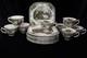 Johnson Brothers Friendly Village 8 Square Snack Plates & 8 Cups Covered Bridge
