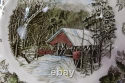 Johnson Brothers Friendly Village 8 Square Snack Plates & 8 Cups Covered Bridge