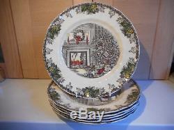 Johnson Brothers Friendly Village Christmas 6 Dinner Plates 10 1/2 Inch