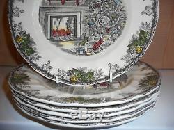 Johnson Brothers Friendly Village Christmas 6 Dinner Plates 10 1/2 Inch