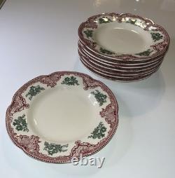 Johnson Brothers Friendly Village Dinner Plates 9 Set of 8 England Red Green