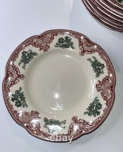 Johnson Brothers Friendly Village Dinner Plates 9 Set of 8 England Red Green