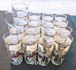 Johnson Brothers Friendly Village Iced Tea Pitcher And 15 Glasses