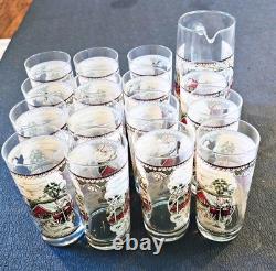 Johnson Brothers Friendly Village Iced Tea Pitcher And 15 Glasses