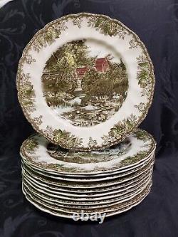 Johnson Brothers Friendly Village Rare Set of 12 Large Dinner Plates 10 5/8