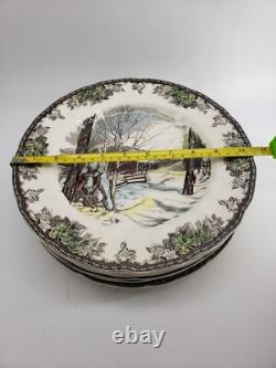 Johnson Brothers Friendly Village Sugar Maples & School House Dinner Plate Set 6