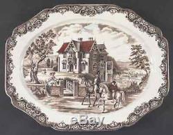 Johnson Brothers HERITAGE HALL BROWN MULTICOLOR 20 Oval Serving Platter 278012