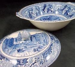 Johnson Brothers HISTORIC AMERICA BLUE Round Covered Vegetable Bowl GREAT COND