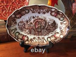 Johnson Brothers HIS MAJESTY Gravy Boat & Underplate Thanksgiving Turkey Autumn