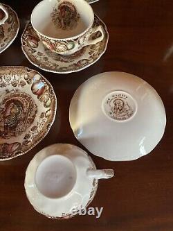 Johnson Brothers HIS MAJESTY Thanksgiving Turkey Cups & Saucers Set Of 11