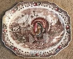 Johnson Brothers HIS MAJESTY Thanksgiving Turkey Platter GENUINE HAND ENGRAVING