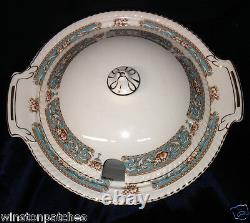 Johnson Brothers Hampton Round Covered Tureen 11 1/2 Blue Band Rope Edge Gold