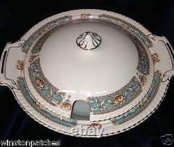 Johnson Brothers Hampton Round Covered Tureen 11 1/2 Blue Band Rope Edge Gold