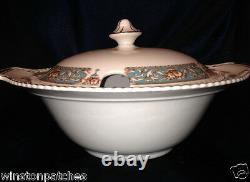 Johnson Brothers Hampton Round Covered Tureen 11 1/2 Blue Band Rope Edge Gold