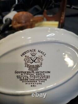 Johnson Brothers Heritage Hall 4411 Serving Platter with Gravy Boat and Bowls