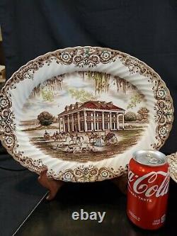 Johnson Brothers Heritage Hall 4411 Serving Platter with Gravy Boat and Bowls