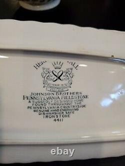 Johnson Brothers Heritage Hall 4411 Serving Platter with Gravy Boat and Bowls