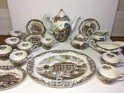 Johnson Brothers Heritage Hall Brown China Set Svc For 8 Made In England 23 Pc