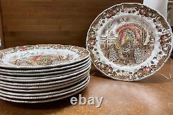 Johnson Brothers His Majesty 12 Turkey Dinner Plates Thanksgiving