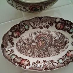 Johnson Brothers His Majesty Gravy Boat & Underplate EUC Wild Turkey 8 1/8L