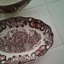 Johnson Brothers His Majesty Gravy Boat & Underplate EUC Wild Turkey 8 1/8L