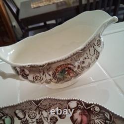 Johnson Brothers His Majesty Gravy Boat & Underplate EUC Wild Turkey 8 1/8L