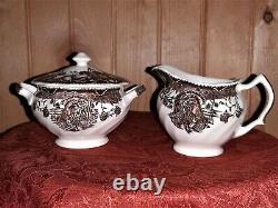 Johnson Brothers, His Majesty, Turkey Pattern, Creamer and Covered Sugar Bowl, M