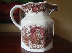 Johnson Brothers His Majesty Turkey Pitcher Transferware Large 64 oz. VGC