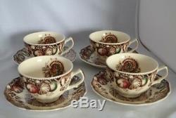 Johnson Brothers His Majesty Turkey Porcelain Dinner Plates 9 ea 8 Cup + Saucer