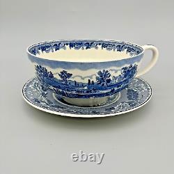 Johnson Brothers Historic America Blue COLOSSAL Cup & Saucer Excellent Condition