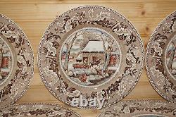 Johnson Brothers Historic America Frozen Up Turkey (6) Dinner Plates 10 5/(G62)