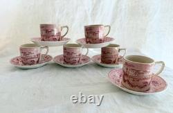 Johnson Brothers Historic America Wash DC red transferware cup & saucer x4