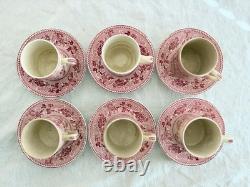 Johnson Brothers Historic America Wash DC red transferware cup & saucer x4