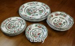 Johnson Brothers Indian Tree China Cream Green Key England Dinner Plate Bowl Set