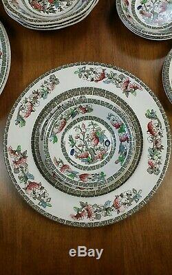 Johnson Brothers Indian Tree China Cream Green Key England Dinner Plate Bowl Set