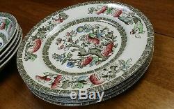 Johnson Brothers Indian Tree China Cream Green Key England Dinner Plate Bowl Set