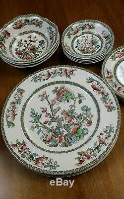 Johnson Brothers Indian Tree China Cream Green Key England Dinner Plate Bowl Set