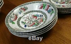 Johnson Brothers Indian Tree China Cream Green Key England Dinner Plate Bowl Set