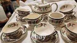 Johnson Brothers Indian Tree Cream Green Key 14 pc Hostess Serving tae set