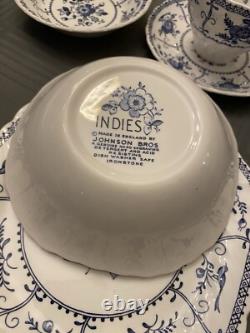 Johnson Brothers Indies Blue Set for 6 38 Pieces Excellent Condition