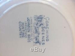 Johnson Brothers Ironstone China Coaching Scene Blue & White Setting for 6 #10