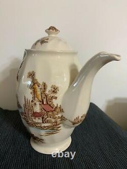 Johnson Brothers Ironstone Coffee Pot The Old Mill Brown Multicolor