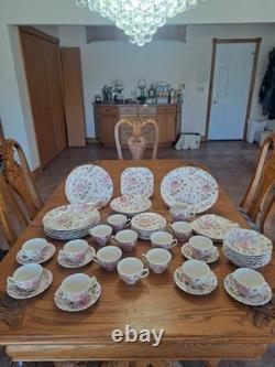 Johnson Brothers Ironstone Vintage Rose Chintz Pink 53 Piece Grouping England
