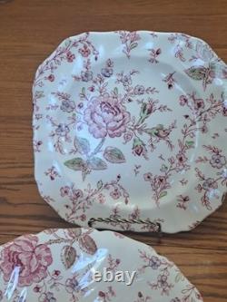 Johnson Brothers Ironstone Vintage Rose Chintz Pink 53 Piece Grouping England