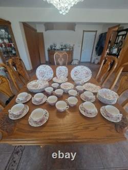 Johnson Brothers Ironstone Vintage Rose Chintz Pink 53 Piece Grouping England