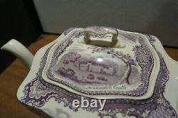 Johnson Brothers Lavender Old Britain Castles Tea Pot Repaired Finial Lid 4 Cup