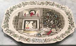 Johnson Brothers Merry Christmas 20 Oval Platter England Genuine Hand Engraving