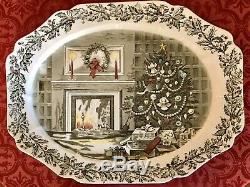 Johnson Brothers Merry Christmas 20 Oval Platter England Genuine Hand Engraving